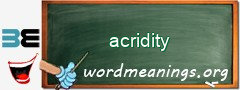 WordMeaning blackboard for acridity